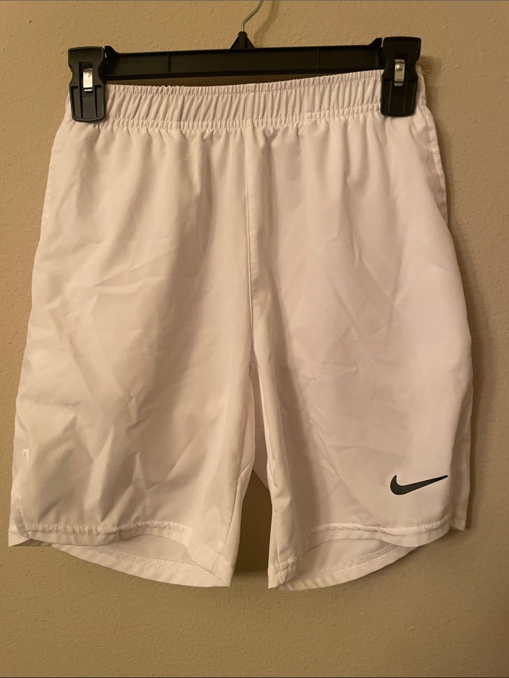 Nike kids White Athletic Shorts with Swoosh youth large